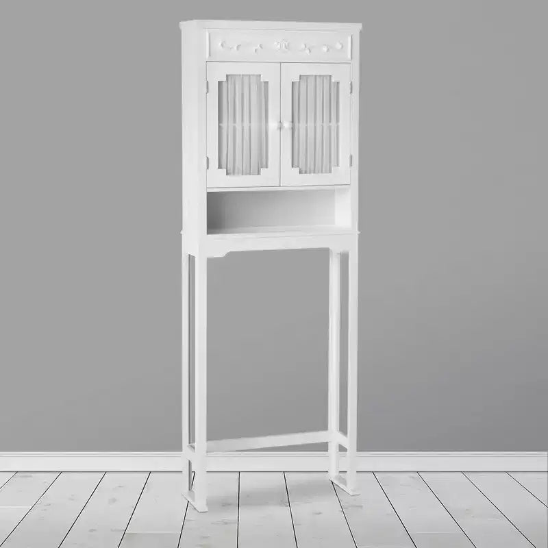 Teamson Home Clara Over the Toilet Space Saver Storage Cabinet with Double Doors White - Elegant Home Fashions: Bathroom Organizer Etageres