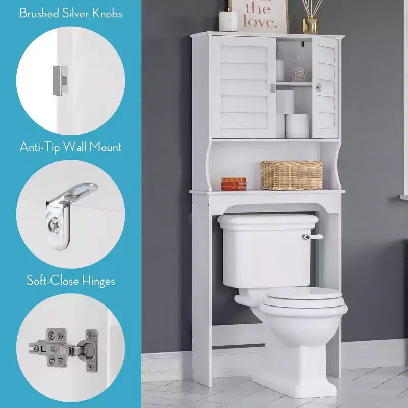 Brookfield Mueble de baño auxiliar de almacenamiento sobre el inodoro, color blanco