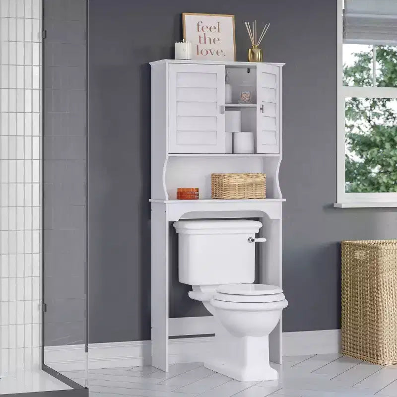 Brookfield Mueble de baño auxiliar de almacenamiento sobre el inodoro, color blanco