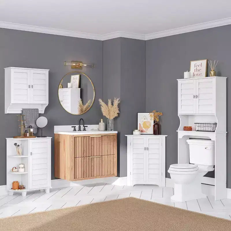 Brookfield Mueble de baño auxiliar de almacenamiento sobre el inodoro, color blanco