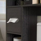 Gabinete de almacenamiento sobre el inodoro, organizador de baño estilo casa de campo sobre el inodoro con puertas de granero, estante ajustable, soporte para papel higiénico