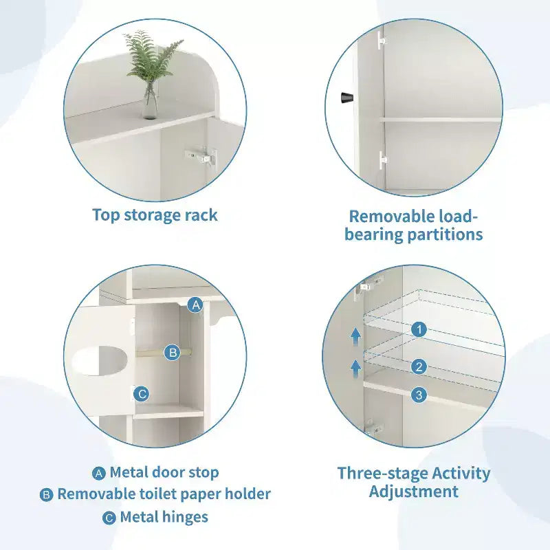Armario de almacenamiento para encima del inodoro | Estante organizador de baño con puertas de granero, soporte para papel higiénico