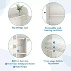 Armario de almacenamiento para encima del inodoro | Estante organizador de baño con puertas de granero, soporte para papel higiénico