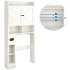 Armario de almacenamiento para encima del inodoro | Estante organizador de baño con puertas de granero, soporte para papel higiénico