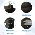 Armario de almacenamiento para encima del inodoro | Estante organizador de baño con puertas de granero, soporte para papel higiénico
