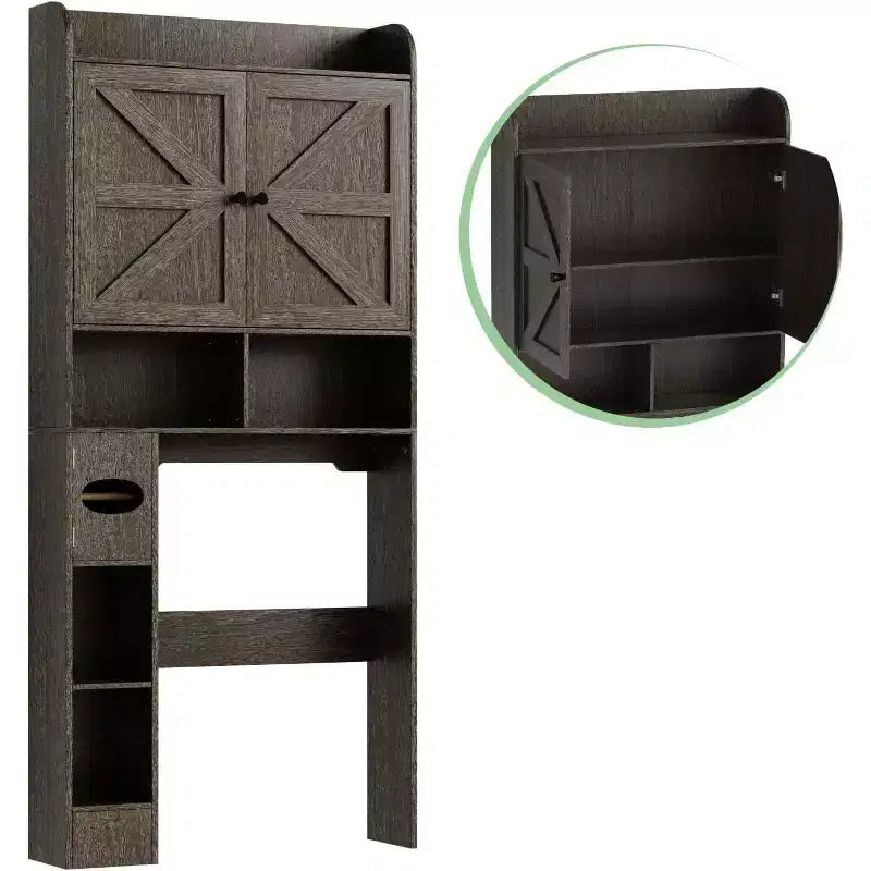 Taquilla de baño, inodoro, lavadora encima de la taquilla, con puerta corredera, portarrollos, con barra inferior ajustable