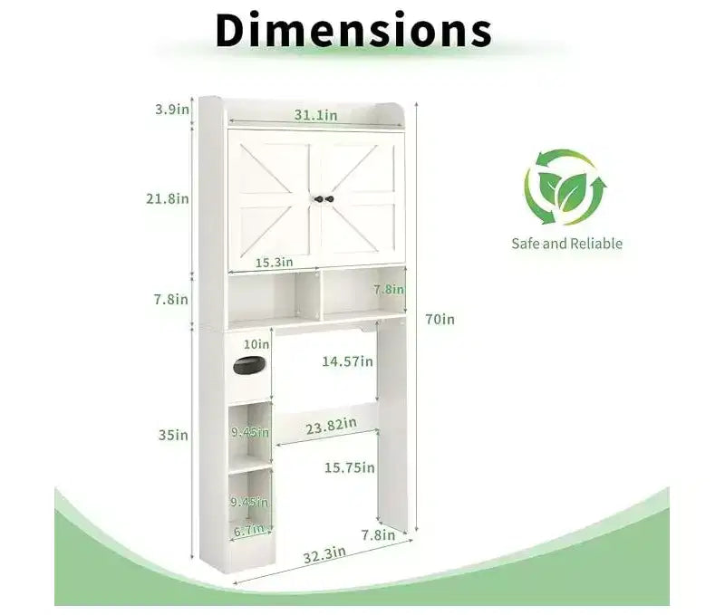 Taquilla de baño, inodoro, lavadora encima de la taquilla, con puerta corredera, portarrollos, con barra inferior ajustable