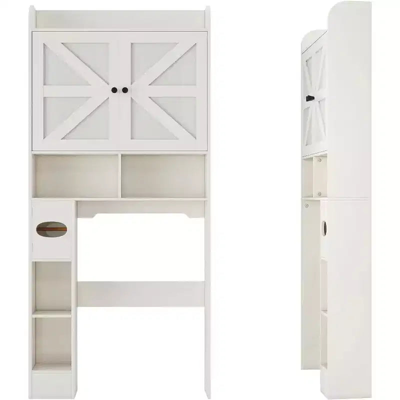 Armario de almacenamiento para colocar sobre el inodoro, organizador de baño estilo rústico que ahorra espacio con soporte para papel higiénico y estante ajustable