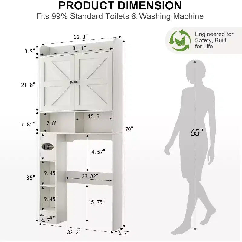 Armario de almacenamiento para colocar sobre el inodoro, organizador de baño estilo rústico que ahorra espacio con soporte para papel higiénico y estante ajustable