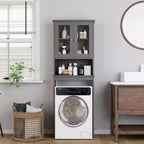 Estantes para Inodoro con Doble Puerta de Cristal Templado y Estante Ajustable