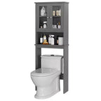 Estantes para Inodoro con Doble Puerta de Cristal Templado y Estante Ajustable