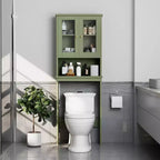 Estantes para Inodoro con Doble Puerta de Cristal Templado y Estante Ajustable