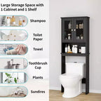 Estantes para Inodoro con Doble Puerta de Cristal Templado y Estante Ajustable