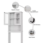 Estantes para Inodoro con Doble Puerta de Cristal Templado y Estante Ajustable