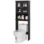 Estantes para Inodoro con Doble Puerta de Cristal Templado y Estante Ajustable
