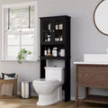 Celebalcony Over The Toilet Shelves with Double Tempered Glass Doors and Adjustable Shelf