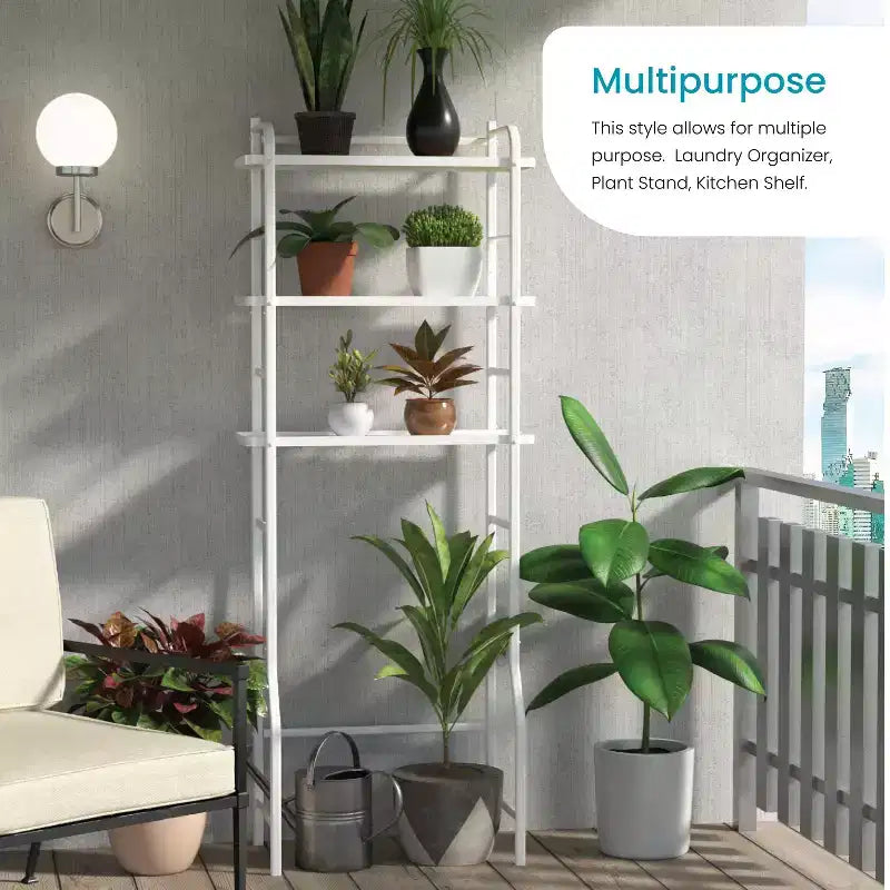 Organizador de almacenamiento de 3 niveles para inodoro con detalles de bambú y estructura de acero, estante de baño independiente, blanco