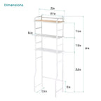 Organizador de almacenamiento de 3 niveles para inodoro con detalles de bambú y estructura de acero, estante de baño independiente, blanco