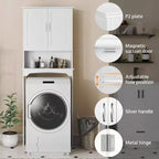 Mueble de almacenamiento para baño sobre inodoro de doble puerta, organizador blanco para inodoro con estante interior ajustable y estante de almacenamiento abierto