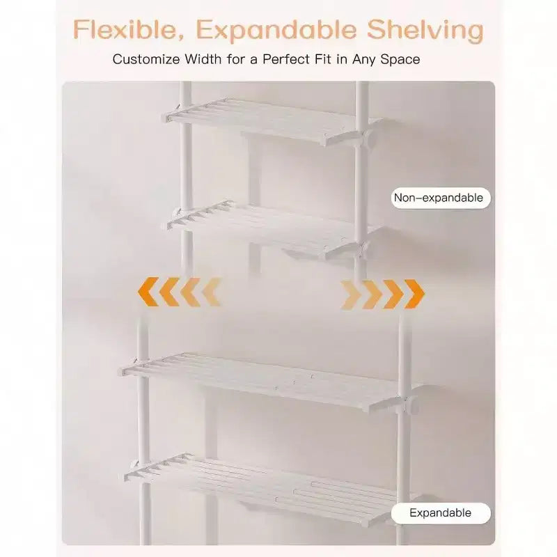 Estantería de almacenamiento ajustable sobre el inodoro de 4 niveles para baño, organizador blanco con tensión, amplio espacio de almacenamiento, se adapta a alturas de 162 a 287 cm