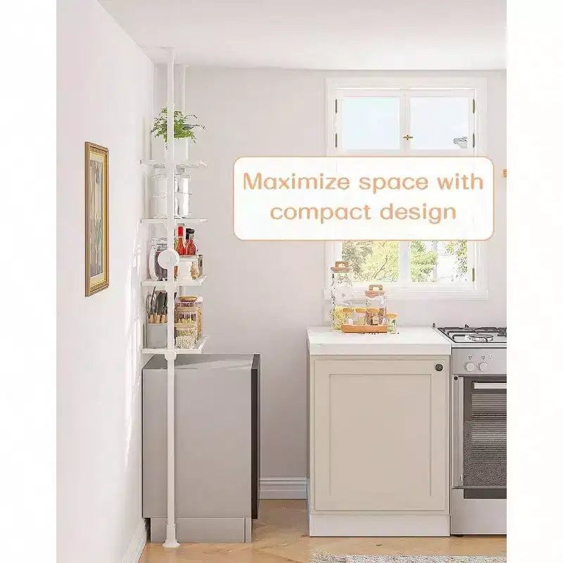 Estantería de almacenamiento ajustable sobre el inodoro de 4 niveles para baño, organizador blanco con tensión, amplio espacio de almacenamiento, se adapta a alturas de 162 a 287 cm