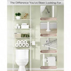 Estantería de almacenamiento ajustable sobre el inodoro de 4 niveles para baño, organizador blanco con tensión, amplio espacio de almacenamiento, se adapta a alturas de 162 a 287 cm
