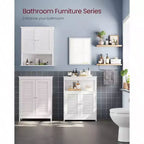 Mueble de almacenamiento de suelo, independiente con puertas de doble persiana, estante ajustable, blanco para sala de estar, entrada, cocina