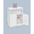 Mueble de almacenamiento de suelo, independiente con puertas de doble persiana, estante ajustable, blanco para sala de estar, entrada, cocina