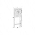 Armario de almacenamiento para encima del inodoro con 2 puertas de granero y soporte, color blanco, estantería de baño independiente, ahorrador de espacio para inodoro/lavadero