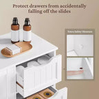 Mueble de suelo de madera blanco de 4 cajones y 1 armario, consola de entrada independiente organizador de almacenamiento de baño