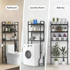 Estante de almacenamiento de 3 niveles de madera para baño, organizador de baño sobre inodoro, ahorro de espacio, independiente, con 4 ganchos, para baño o lavadero