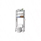 Estante de almacenamiento de 3 niveles sobre el inodoro, organizador de baño, estantes, mueble negro, independiente, ahorrador de espacio