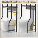 Estante de almacenamiento de 4 niveles para colocar sobre el inodoro, organizadores de baño con estante ajustable y cesta, color negro, gabinete de almacenamiento para espacios pequeños