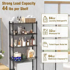 Estante de almacenamiento de 4 niveles para colocar sobre el inodoro, organizadores de baño con estante ajustable y cesta, color negro, gabinete de almacenamiento para espacios pequeños