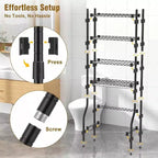 Estante de almacenamiento de 4 niveles para colocar sobre el inodoro, organizadores de baño con estante ajustable y cesta, color negro, gabinete de almacenamiento para espacios pequeños