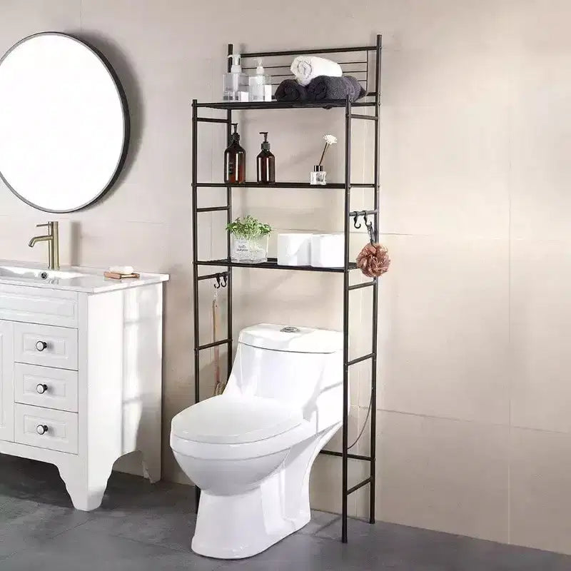 3 - Estante de Alambre Independiente para Almacenamiento sobre Inodoro Organizador de Baño Ahorrador de Espacio Incluye 4 - Ganchos Negro