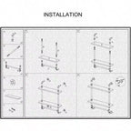Estante de tubería industrial de 2 niveles, toalleros de metal, baño, estante de pared de madera rústica de 20 pulgadas con barra, toallero de hierro