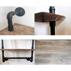 Estante de tubería industrial de 2 niveles, toalleros de metal, baño, estante de pared de madera rústica de 20 pulgadas con barra, toallero de hierro