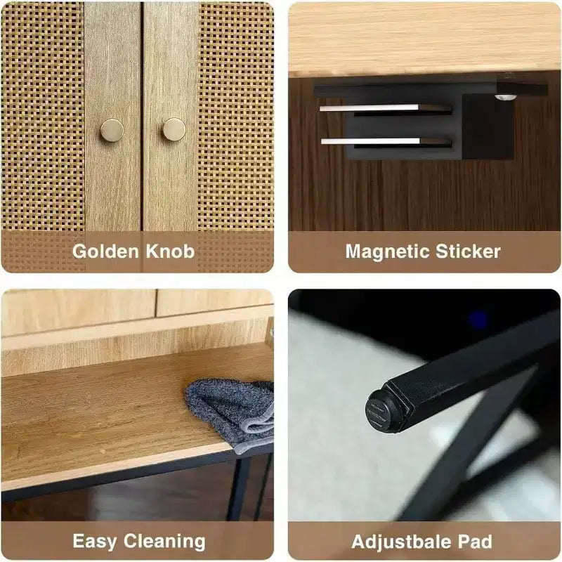 Armario de almacenamiento de ratán para inodoro sobre el estante, armario de madera con soporte de metal, organizador de baño, estante ajustable, alto independiente