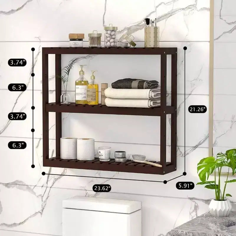 Estante de baño de 3 niveles para montar en la pared, organizador de almacenamiento multifuncional con capa ajustable, estantes utilitarios para colocar sobre el inodoro