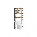 Over Toilet Storage Rack 3 Tier Bathroom Space Saver with Adjustable Shelves Rustic Brown Organizer Washroom Bathroom