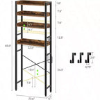 Estantería organizadora de 3 niveles para inodoro con estantes ajustables, ahorrador de espacio para baño, organizador rústico marrón para lavadero o baño