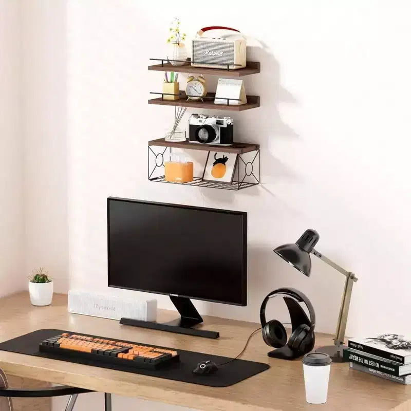 Estante flotante de pared, juego de 3 con soporte de papel higiénico de metal, decoración de pared para baño, dormitorio, sala de estar, cocina, oficina, decoración de estantería.