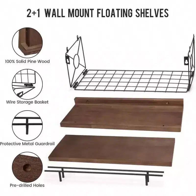 Estante flotante de pared, juego de 3 con soporte de papel higiénico de metal, decoración de pared para baño, dormitorio, sala de estar, cocina, oficina, decoración de estantería.
