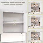 Estantería sobre inodoro, mueble de almacenamiento independiente sobre inodoro con armario de 2 puertas, blanco/marrón/gris