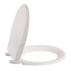 Asiento de inodoro alargado de 19 pulgadas en color galleta hecho de polipropileno duradero con superficie lisa de fácil limpieza