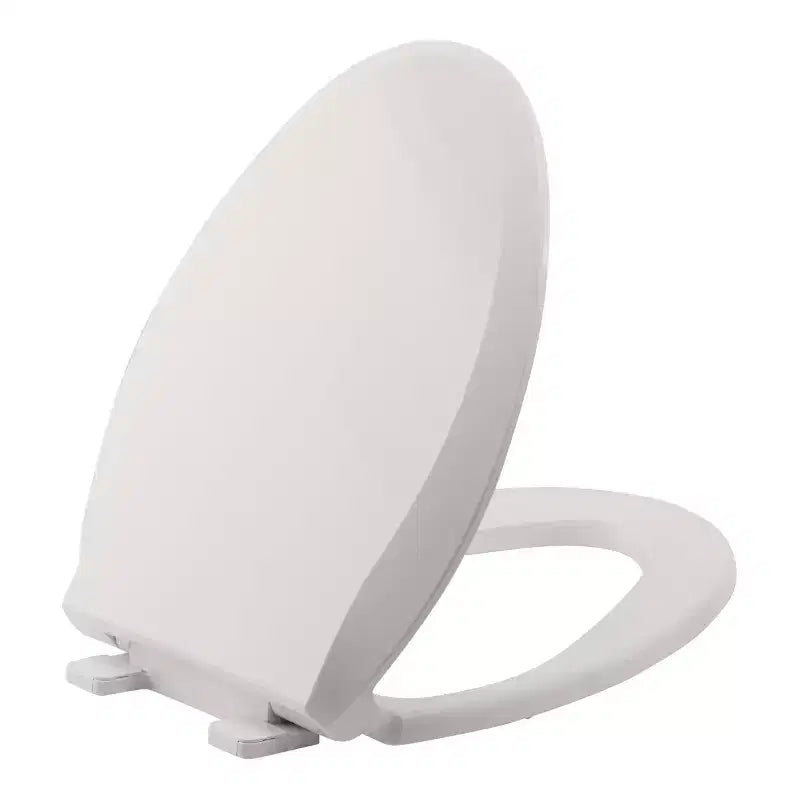Asiento de inodoro alargado de 19 pulgadas en color galleta hecho de polipropileno duradero con superficie lisa de fácil limpieza