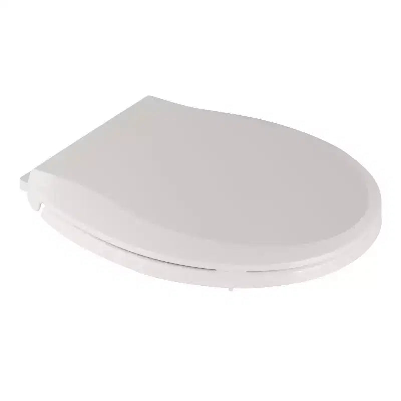 Asiento de inodoro alargado de 19 pulgadas en color galleta hecho de polipropileno duradero con superficie lisa de fácil limpieza