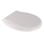 Asiento de inodoro alargado de 19 pulgadas en color galleta hecho de polipropileno duradero con superficie lisa de fácil limpieza