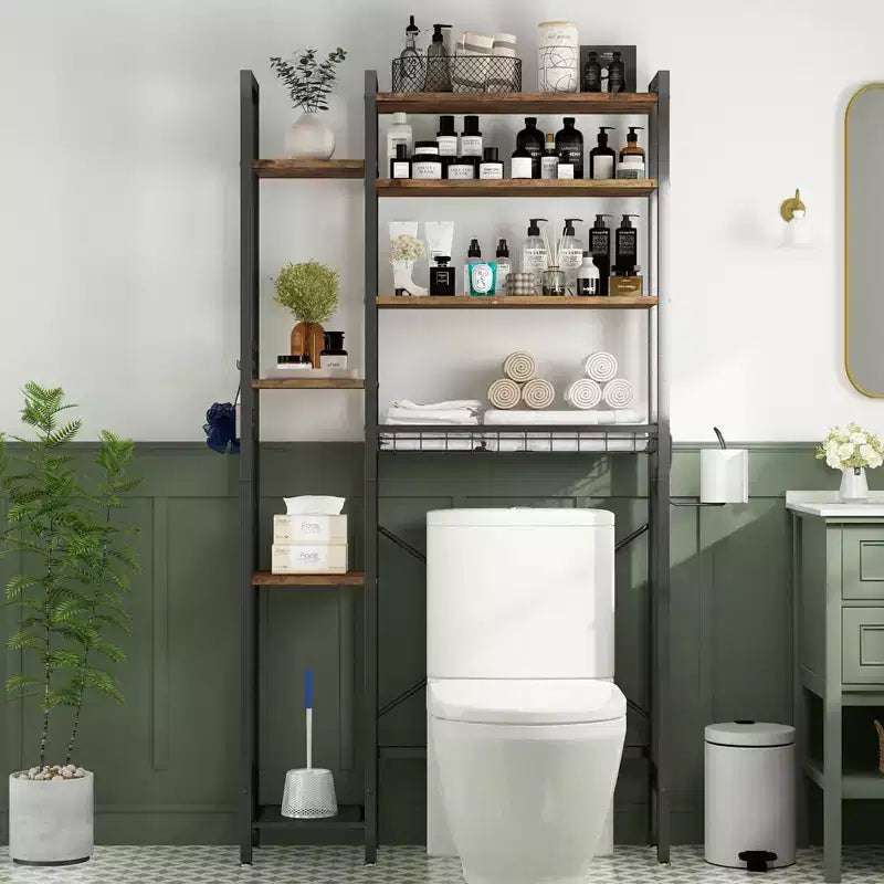 GDFStudio Dandan 32 Modern 8-Tier Over Toilet Storage Rack with Shelves, Racks and Hooks
